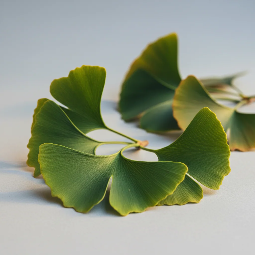Fresh ginkgo biloba leaves macro - ginkgo biloba ear health supplement